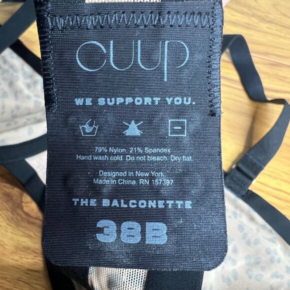 CUUP The Balconette Mesh‎ Bra Size 38B Leopard Animal Print Underwire Wired NEW - Picture 3 of 6